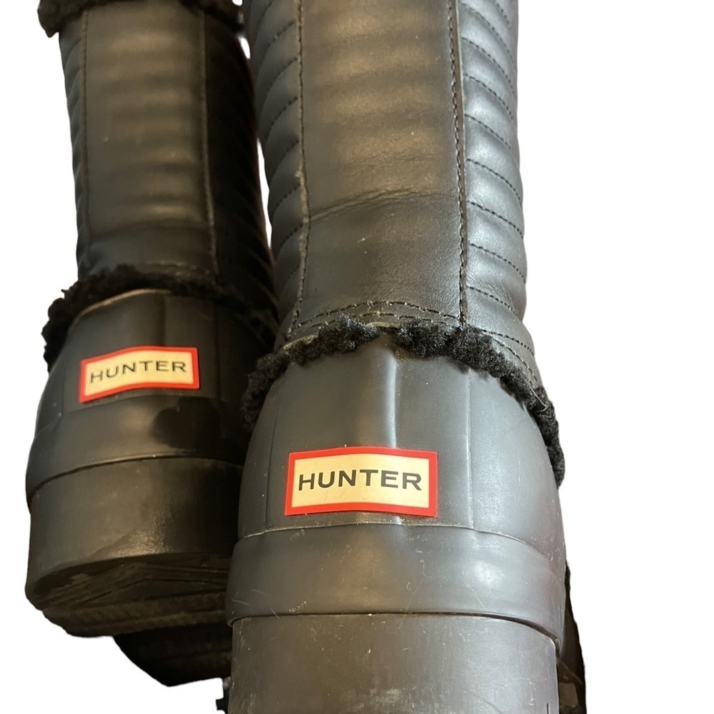 Hunter Shearling Lined Lace-Up Rubber Boots Sz 10F/9M - Picture 5 of 13